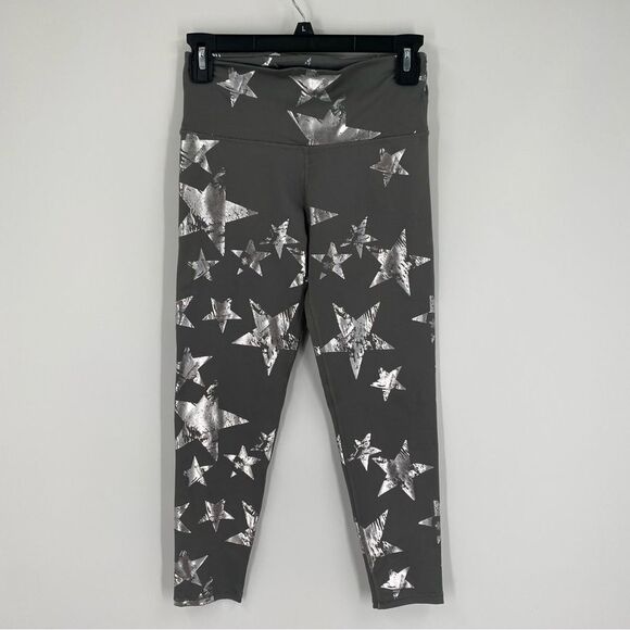Aerie Junior’s Chill Play Move Gray Star Print Leggings size S - Picture 1 of 3